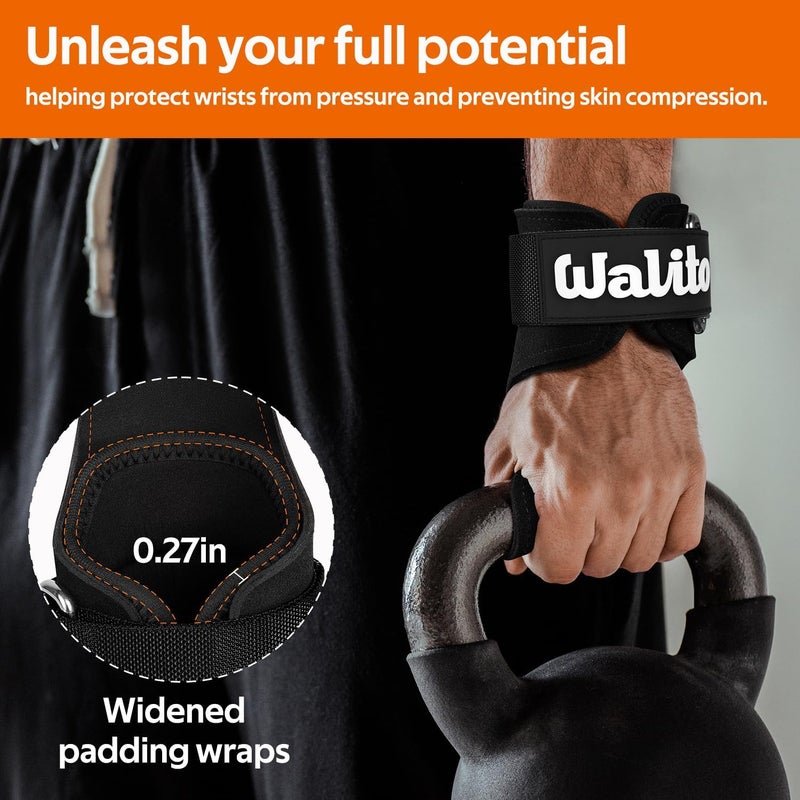 WALITO Weight Lifting Wrist Strap, Double Leather Weightlifting Wrist Straps for Gym Strength Training, Neoprene Padded Wrist Wraps - for Men & Women (Pair) - Image 5